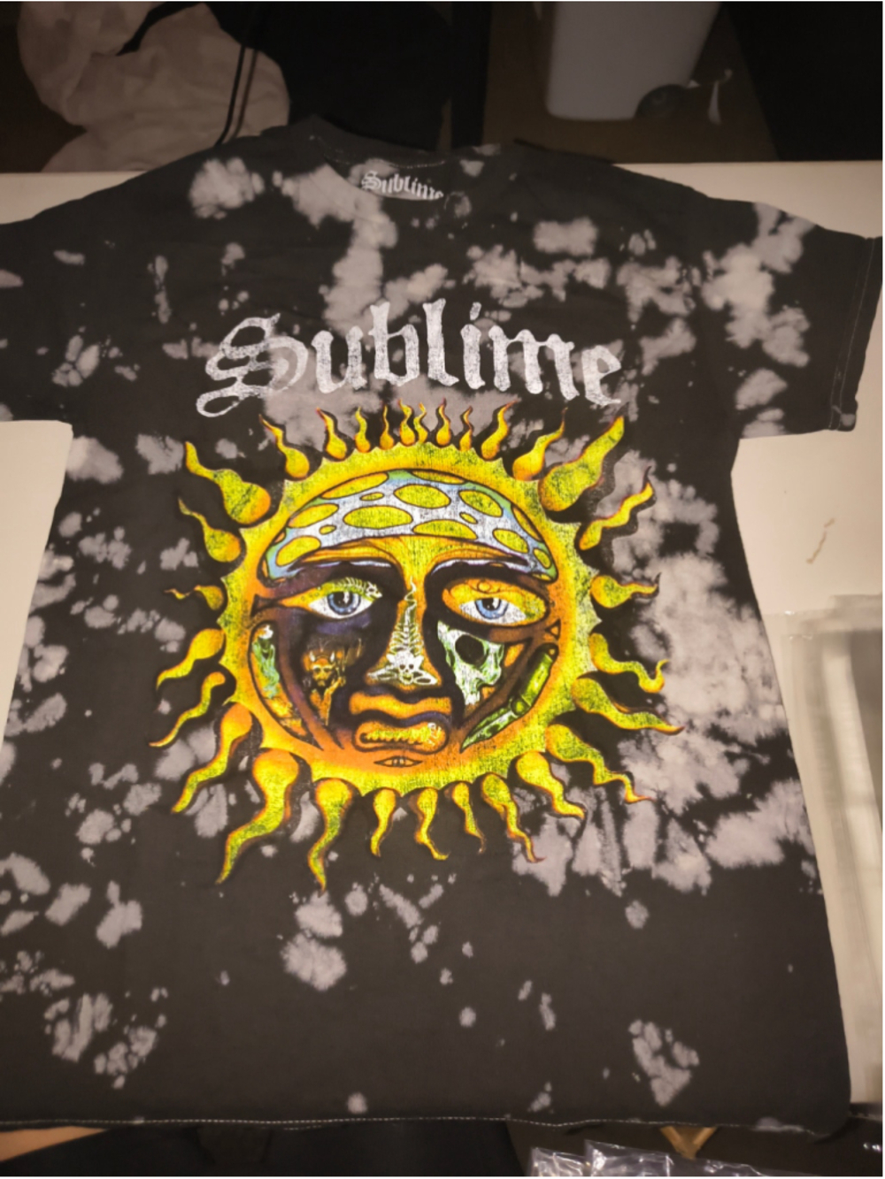 Sublime 2022 Sun Graphic Bleach Tie Dye T-Shirt Black Size Small Band Tee